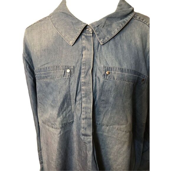 Lane Bryant chambray long sleeve blouse cotton Lyocell blend size 26/28 - Picture 2 of 10